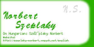 norbert szeplaky business card